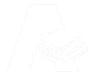 Stylized white letter A with a stack of three angled lines on a black background