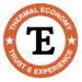  Thermal Economy logo orange circular badge with white text Trust & Experience and two white stars on each side