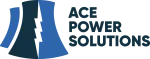 Logo for Ace Power Solutions featuring stylized blue and dark blue abstract shapes with company name.
