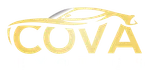 COVA Exotics logo in gold and silver with sleek car silhouette above the brand name on a black background