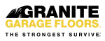 Granite Garage Floors logo with bold yellow and black text emphasizing durable garage floor coatings.