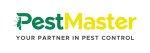 PestMaster logo featuring green and yellow text with a bug icon and tagline Your Partner in Pest Control.