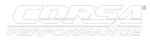 Corsa Performance logo with bold white text on a black background symbolizing automotive performance.