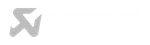 Akrapovic logo with stylized silver initials and bold white text on black background