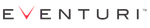 Eventuri logo featuring black uppercase letters with a red stylized V on a transparent background