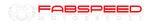 Fabspeed Motorsport logo with red text and white eagle emblem on black background