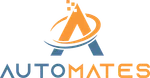 Logo featuring a stylized letter A with orbiting ring in orange and blue above the word AUTOMATES