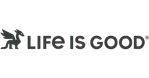 Life is Good logo featuring a winged lion graphic and bold text on a transparent background.