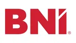 Red BNI logo with bold letters on a white background representing business networking international.