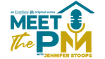 Meet the PM podcast logo featuring a microphone and house shape with Jennifer Stoops text.