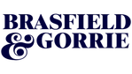 Brasfield & Gorrie company logo with dark blue serif font on transparent background