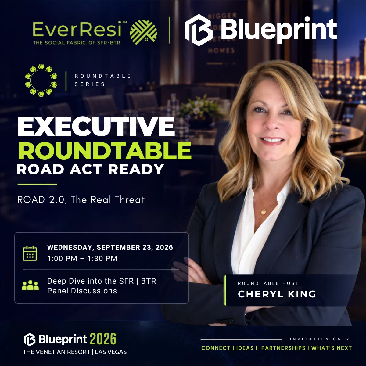 Cheryl King hosts Executive Roundtable event on Road Act Ready at Blueprint 2026 in Las Vegas.