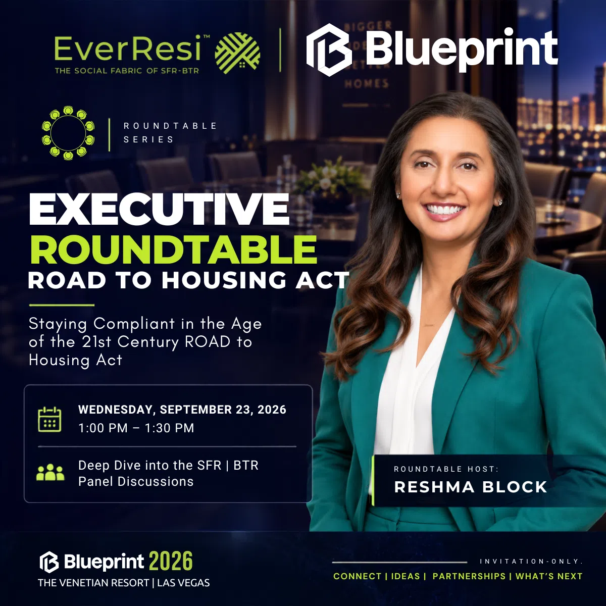 Executive roundtable event on Road to Housing Act with Reshma Block, hosted by EverResi and Blueprint, Las Vegas 2026