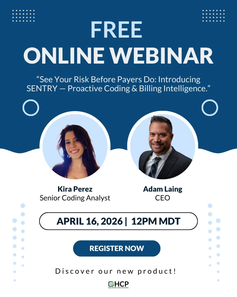 Free online webinar on proactive coding and billing intelligence with speakers Kira Perez and Adam Laing April 16, 2026.