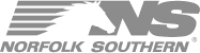 Norfolk Southern logo in black with stylized NS letters and striped design element.