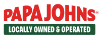Papa Johns logo in red with a green banner reading Locally Owned & Operated underneath.