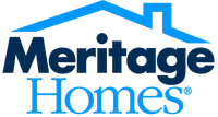 Meritage Homes company logo with stylized blue house roof design above bold text.