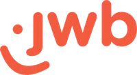 Orange lowercase text 'jwb' with a smiley face design as part of the letter 'j'