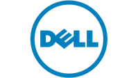 Blue Dell logo with stylized letters inside a circular outline on a transparent background