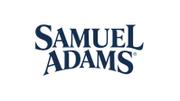 Samuel Adams logo with dark blue serif lettering on a transparent background