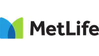 MetLife logo with blue and green overlapping shapes and bold black text