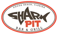 Shark Pit Bar & Grill logo with stylized shark graphic and text for Cocoa Beach, Florida restaurant.