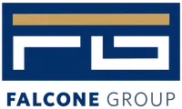 Falcone Group logo with blue and gold geometric shapes above the company name in blue and gray text.