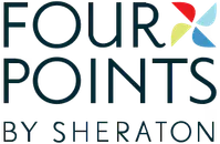 Four Points by Sheraton logo with multicolored four-petal design and bold black text on a transparent background