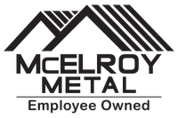 McElroy Metal roofing systems logo, certified installer for standing seam and exposed fastener metal roofing panels, Mattco Roofing Texas