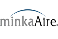 Minka logo with gray text and a blue arc above the letters on a white background.