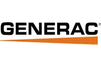 Generac logo featuring bold black text and an orange triangular underline on a white background