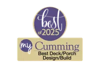 Best of 2025 My Cumming award for Best Deck and Porch Design and Build in purple and beige logo