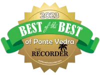 2023 Best of the Best award badge from The Recorder in Ponte Vedra featuring a green ribbon and gold seal.