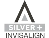 Silver Plus Invisalign logo with a stylized triangle above the brand name on a transparent background