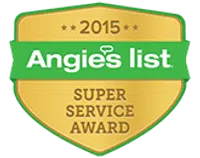 2015 Angie's List Super Service Award gold shield with green banner