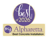 Best of 2026 award badge for My Alpharetta Best Concrete Installation with purple and beige colors