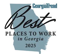 Georgia Trend logo with Best Places to Work in Georgia 2025 award and state outline