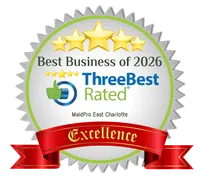 Best Business of 2026 badge for MaidPro East Charlotte with five gold stars and red Excellence ribbon