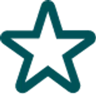Teal outlined five-point star icon with transparent background, simple geometric shape symbolizing rating or favorite.