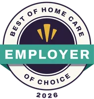 2026 Best of Home Care Employer of Choice award badge with teal banner and gold accents