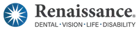 Renaissance company logo with a blue compass rose icon and text for dental, vision, life, and disability coverage.