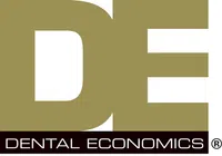 Dental Economics logo with large gold DE letters and black banner text below on white background