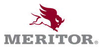 Meritor company logo with a red winged bison above the gray MERITOR text on a black background