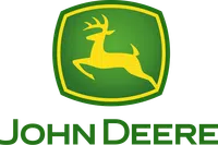 John Deere logo featuring a yellow leaping deer inside a green and yellow shield above the company name.