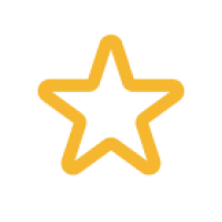 Yellow pixelated star outline on a black background representing rating or favorite symbol.