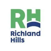 Richland Hills logo with green RH letters and blue arc above the text Richland Hills