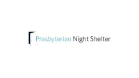 Presbyterian Night Shelter logo with simple black and blue text on a white background