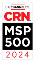 Logo for The Channel Company CRN MSP 500 award 2024 in red, black, and white colors.