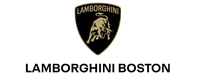Gold Lamborghini bull logo on black background with bold uppercase lettering for luxury car brand.