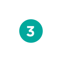 White number 3 centered inside a teal circular background on a transparent canvas.